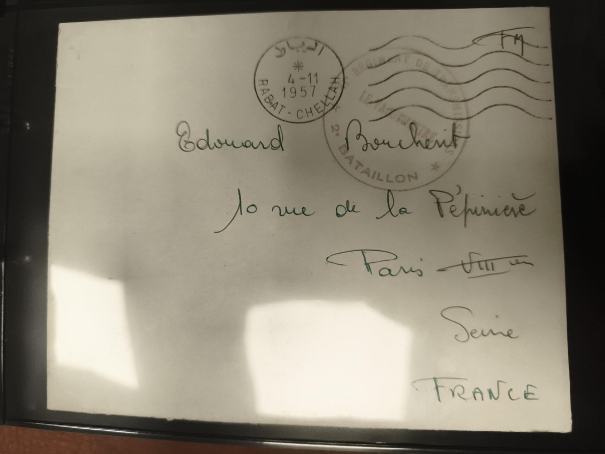 Lettre oblitérée 1957 Rabat-Chellah Paris militaire France philatélie