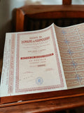 Action au porteur Société Domaine de Karmoudah 1920s ancien document financier v
