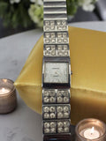 Montre femme vintage Ernest quartz bracelet strass rétro carré argenté