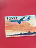 Carte radio 9Q5RT avion paysage coucher de soleil opérateur Torres