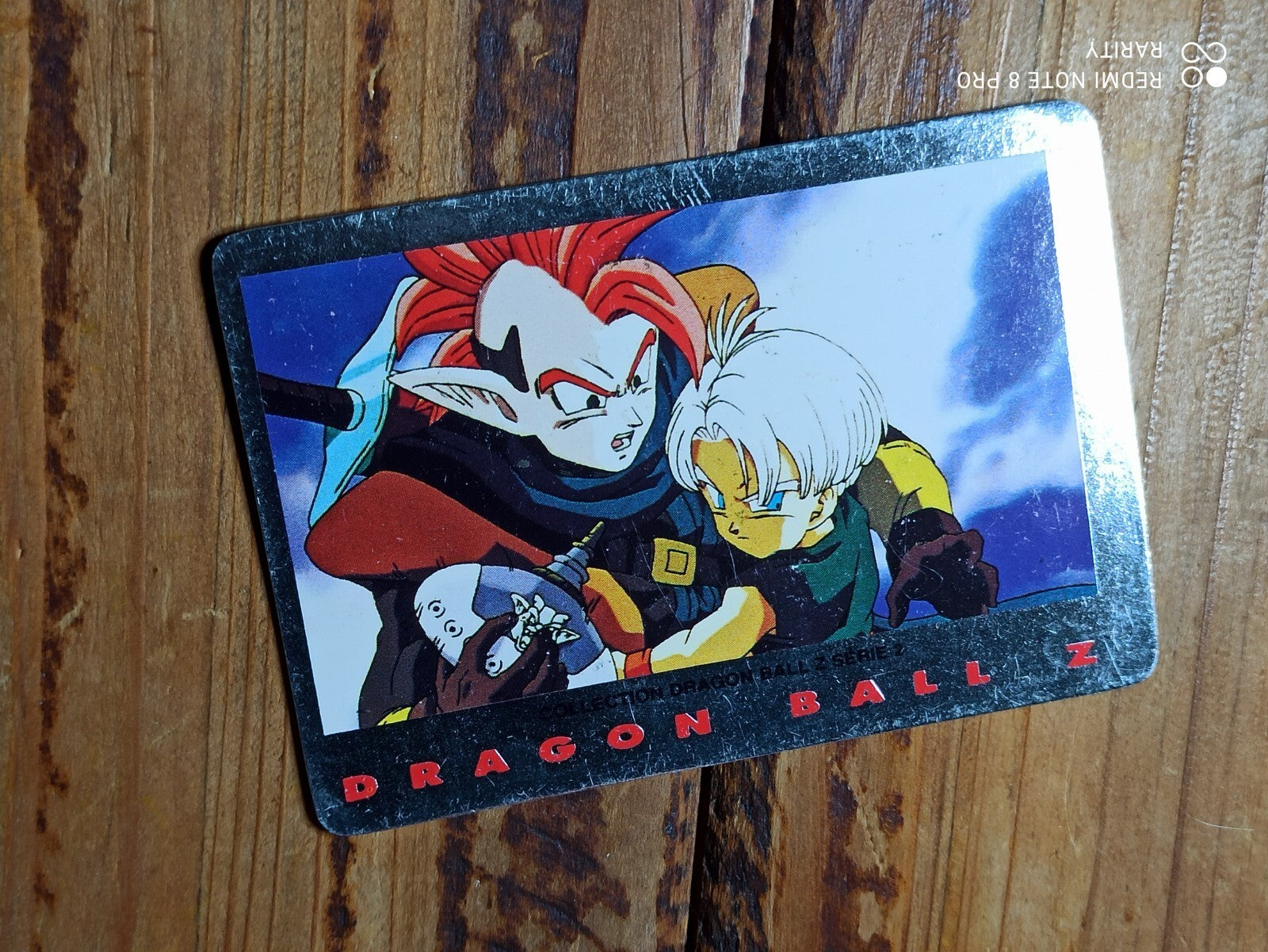 Carte Dragon Ball Z Cardass Série 1 vintage, visuel Trunks & Kaioshin