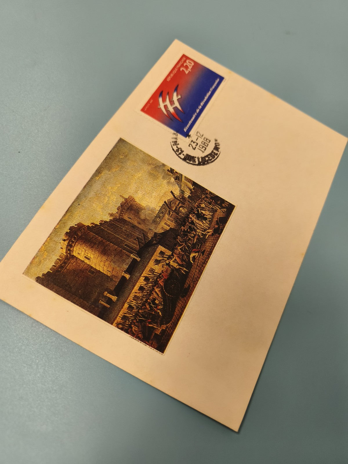 Enveloppe FDC premier jour d?émission timbre 2,20 FRF Bastille illustration coul