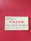 Carte radio QSL FG7TD Guadeloupe Le Moule 1971 écriture rouge format rectangulai