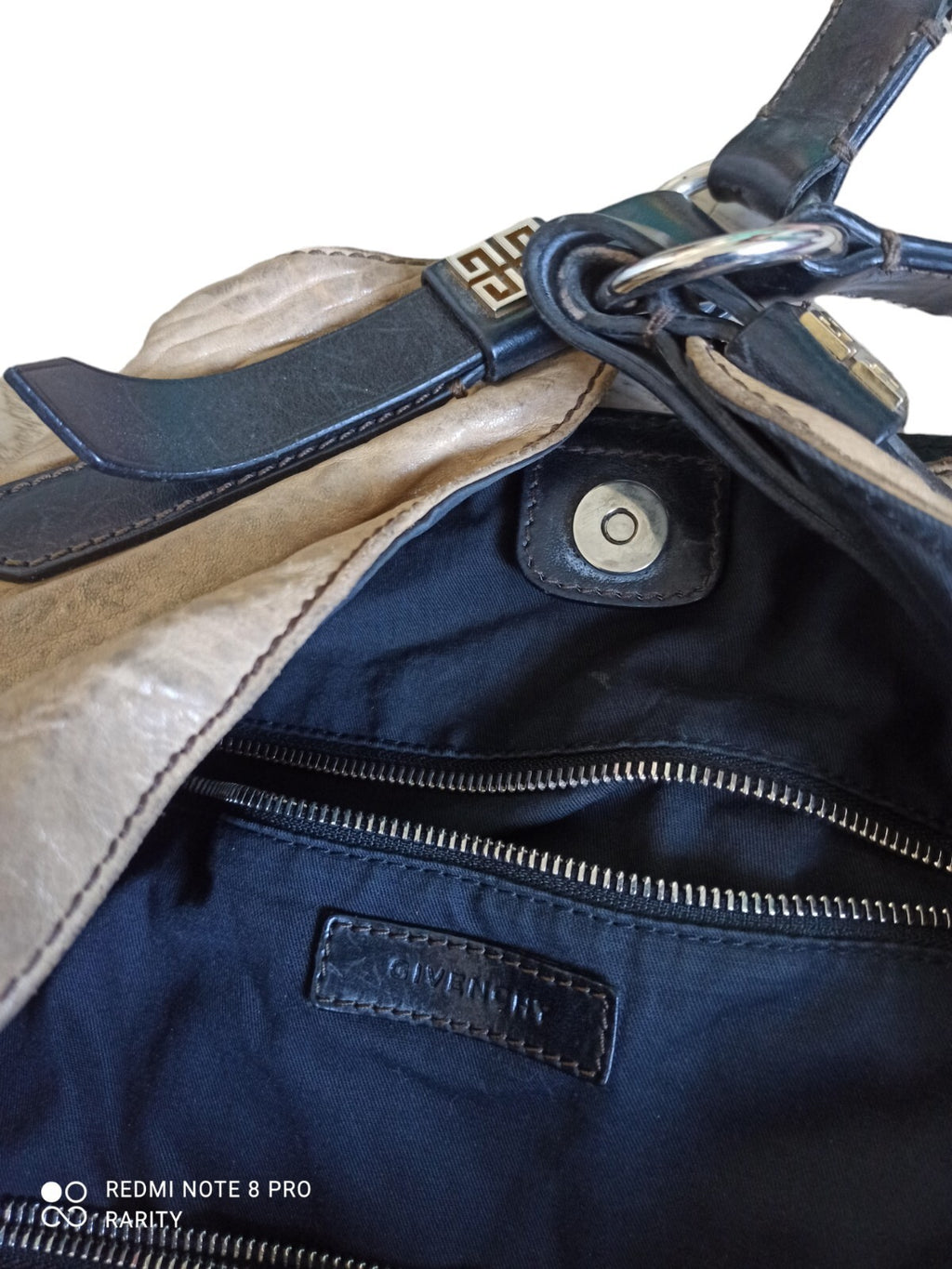 Sac à main Givenchy Paris cuir marron, anse chaîne, style élégant
