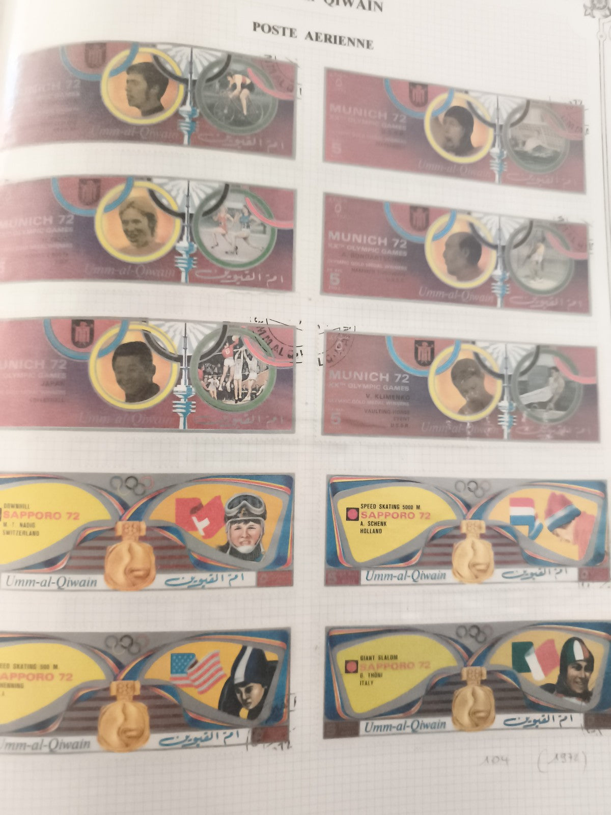 Timbres Umm al-Qiwain Jeux Olympiques Munich Sapporo 1972, poste aérienne