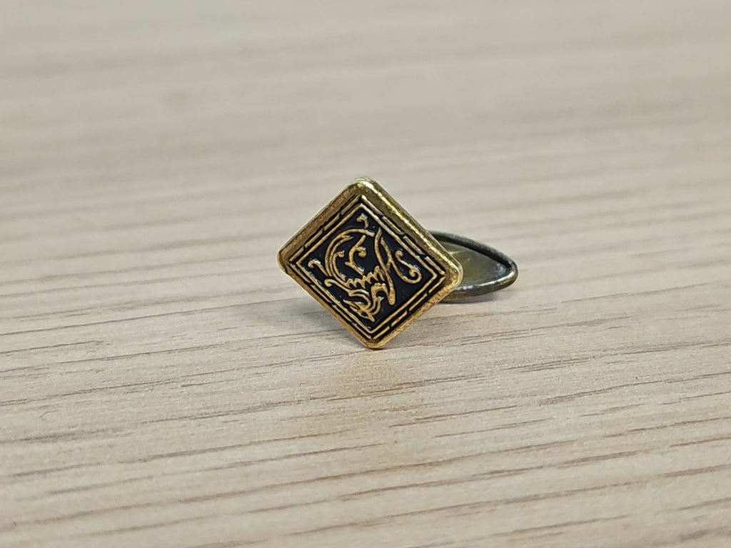 Ancien bouton de manchette orphelin vintage émaillé, accessoire rétro collection