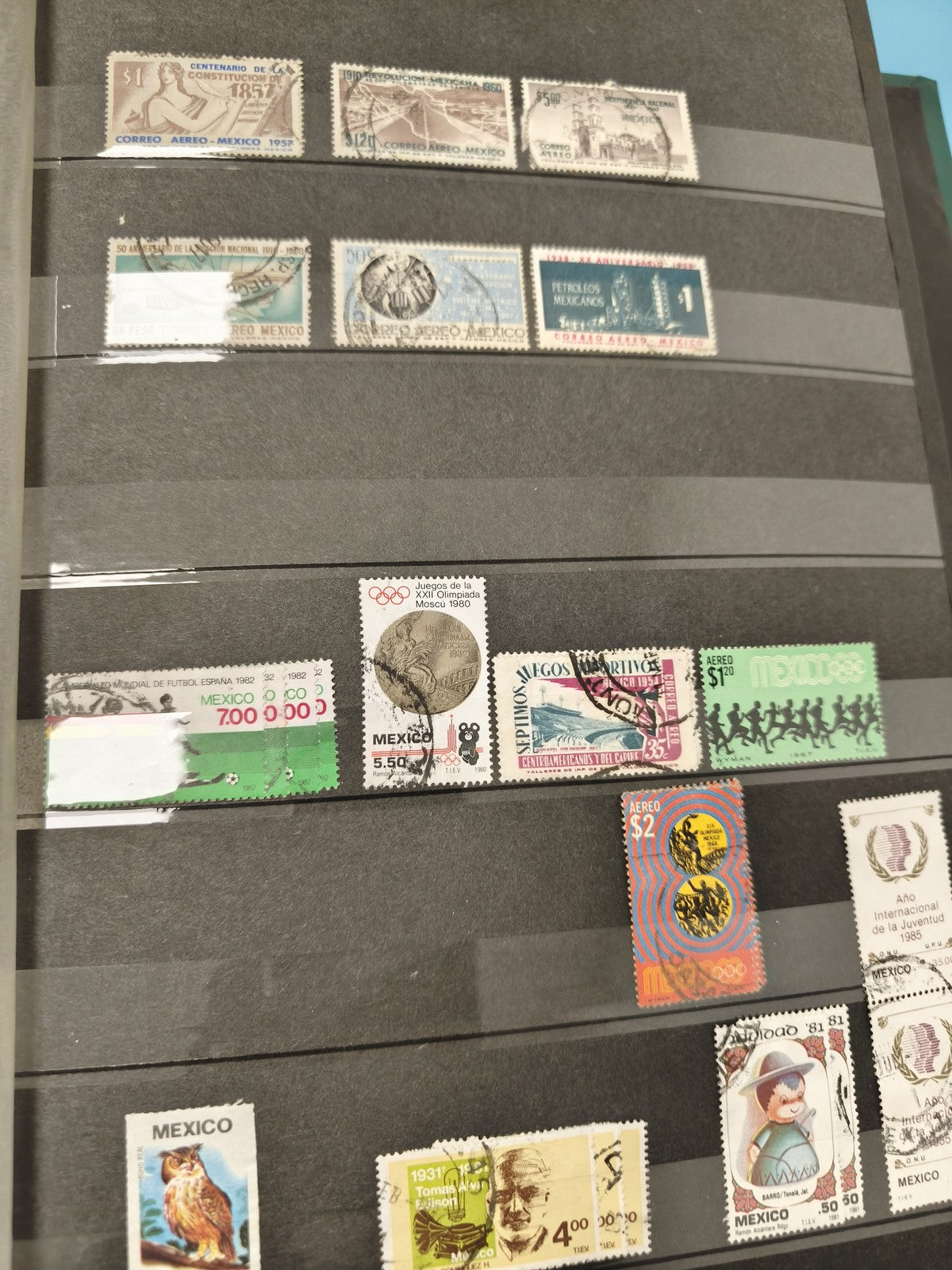 Lot anciens timbres oblitérés Mexique, thématiques variées, collection philatéli