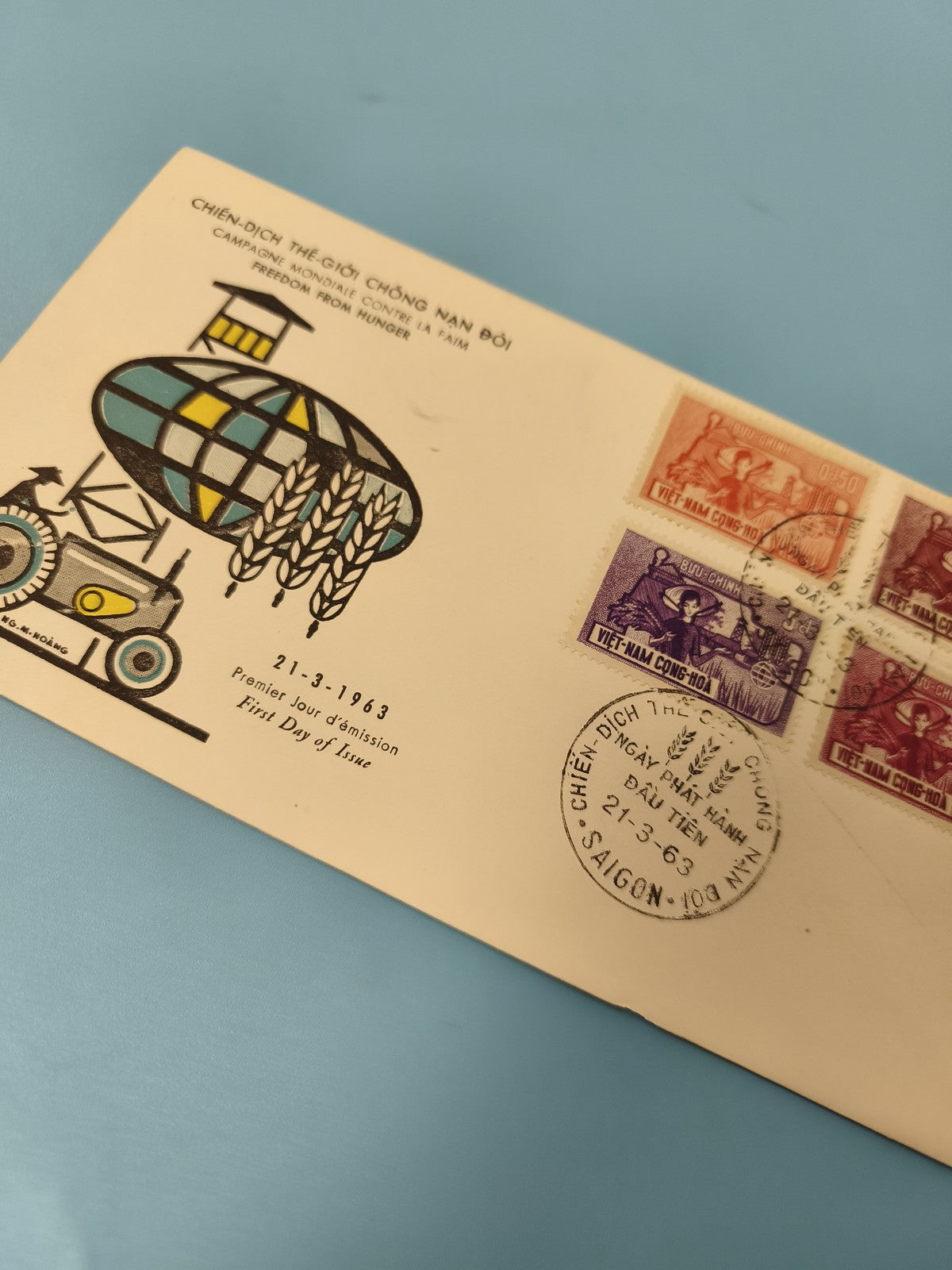 Enveloppe premier jour d?émission FDC Vietnam 1963 timbres Campagne Contre la Fa