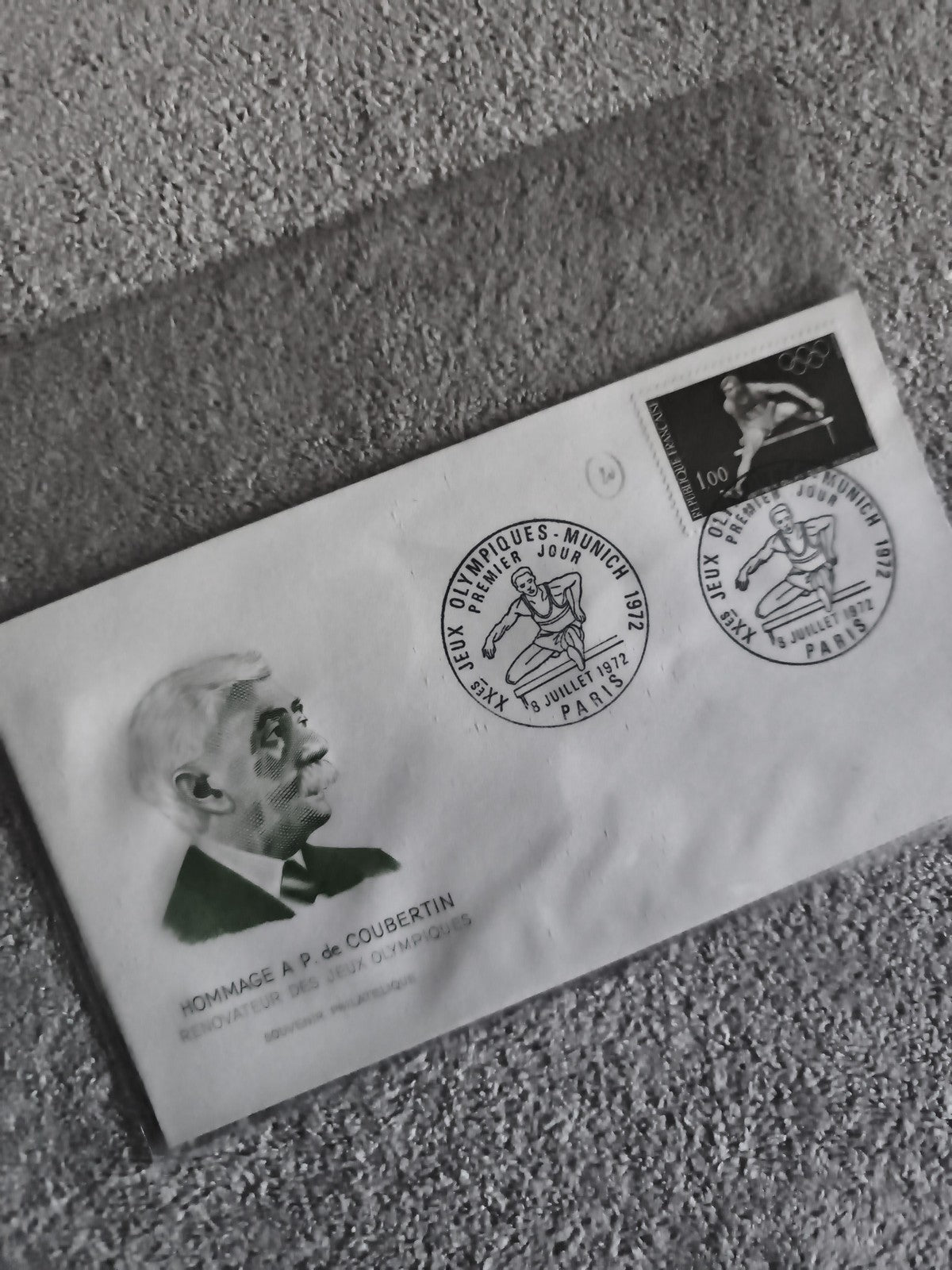 Lettre Premier Jour Jeux Olympiques Munich 1972 Hommage Coubertin Philatélie (Re