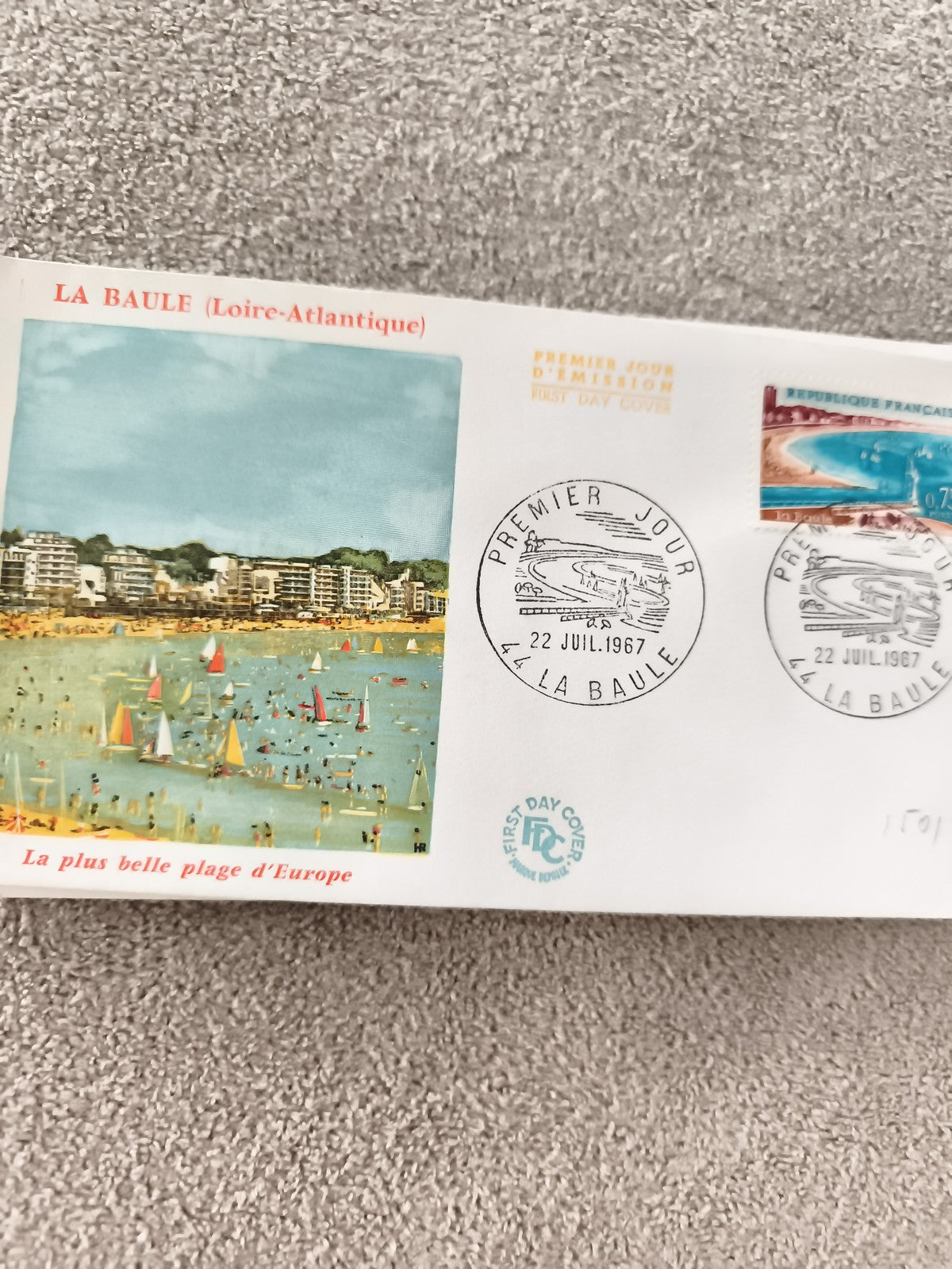 Lettre 1er jour La Baule 1967 FDC timbre plage ancien philatélie