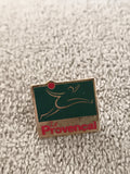 Pin's vintage Le Provençal logo vert rouge, badge ancien presse (Ref 6)