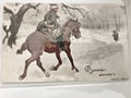 Carte postale ancienne Bonne année cavalier hiver Ludvic Koch CPA illustrée