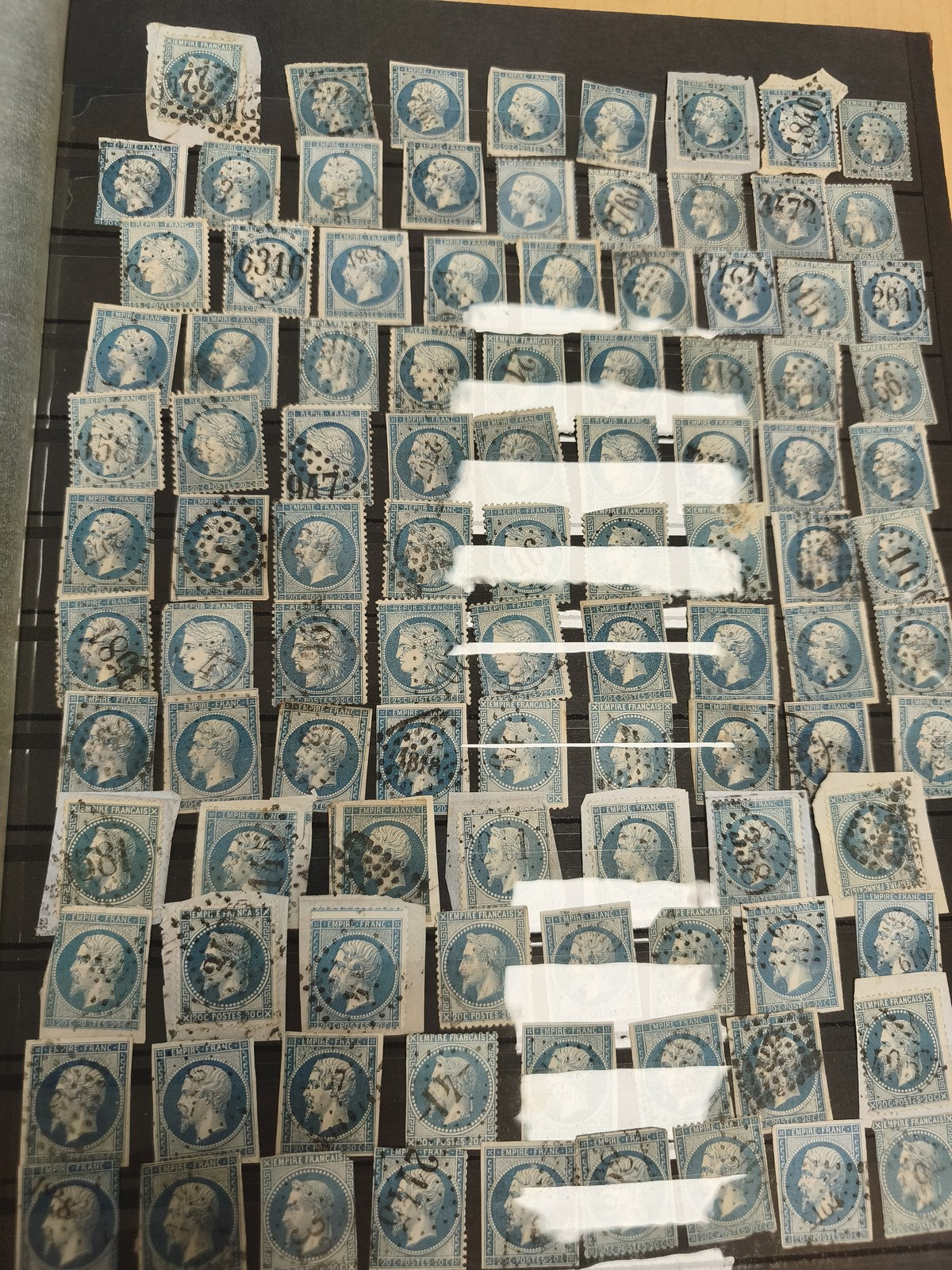 Lot timbres France Cérès 25c bleu oblitérés philatélie XIXe s.