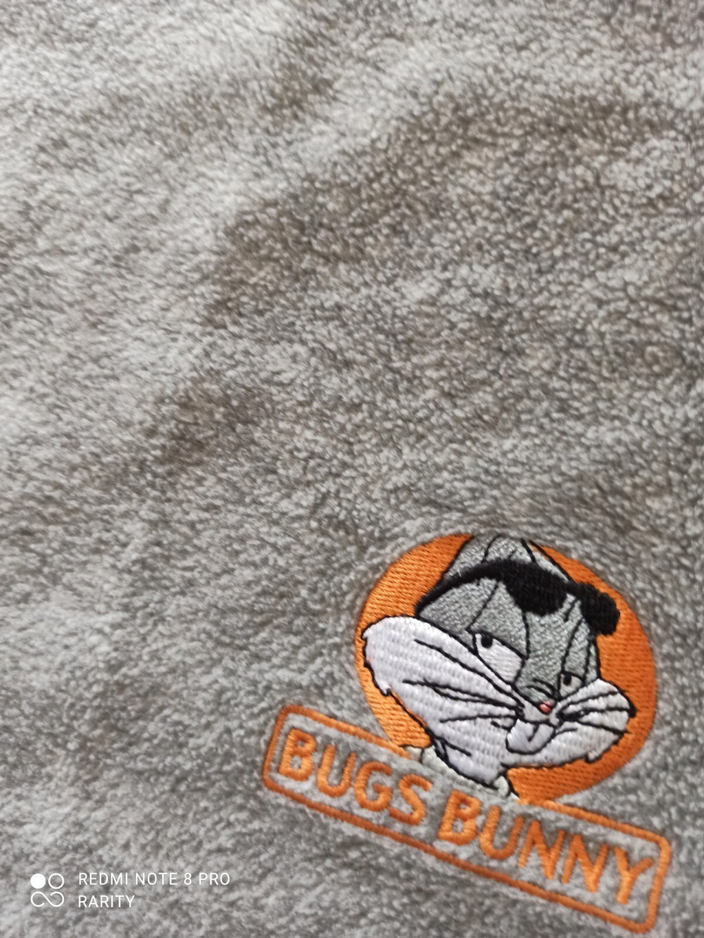 Écharpe grise Bugs Bunny Looney Tunes vintage coton brodé