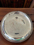 Plateau rond vintage métal argenté, plateau de service ancien, art de la table