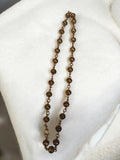 Collier vintage perles brunes rétro, bijou fantaisie ancien, fermoir doré