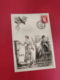Carte philatélique Centenaire timbre-poste français 1949 Grand Palais Paris