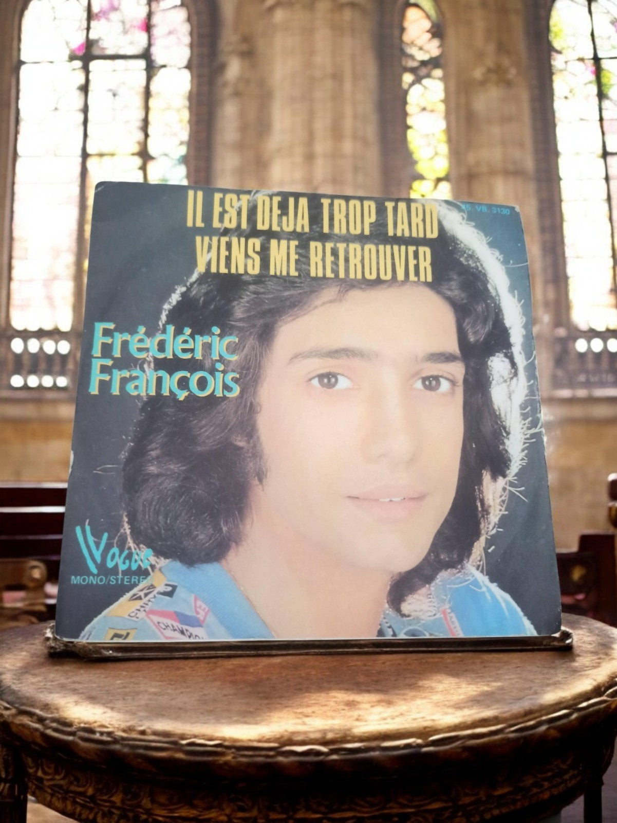 Vinyle 45 tours Frédéric François Il est déjà trop tard vintage pochette photo