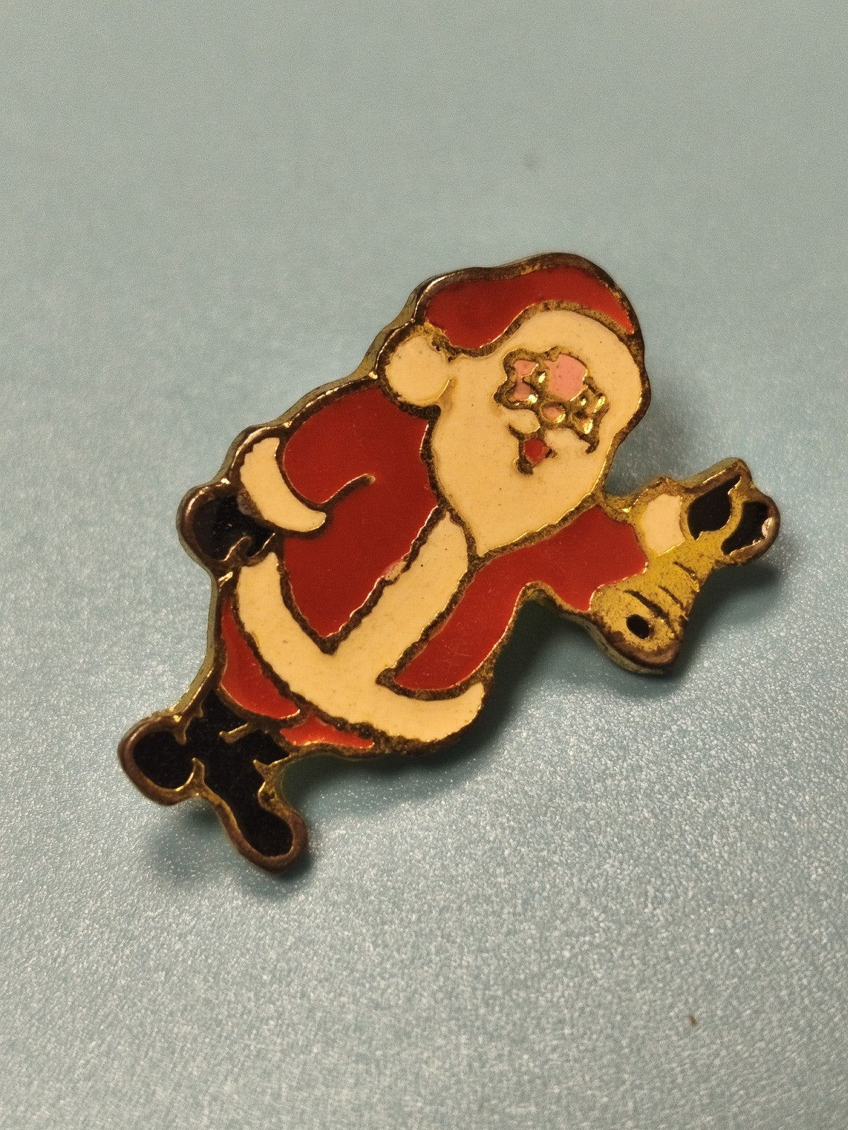 Vintage pin's Père Noël émaillé rouge blanc, collection Noël déco rétro