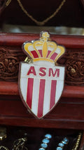 Pin's vintage ASM Monaco blason émaillé rouge blanc football club rare