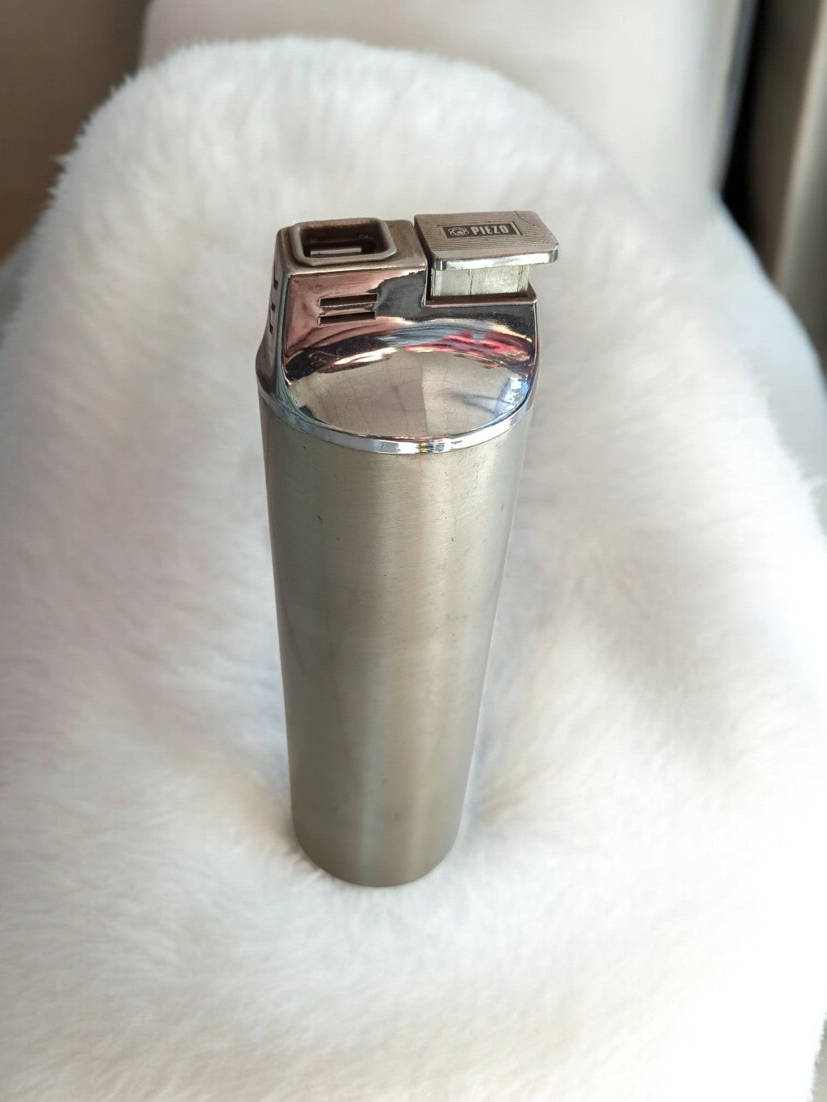 Ancien briquet de table vintage Piezo Japan métal argenté rétro collection fumeu