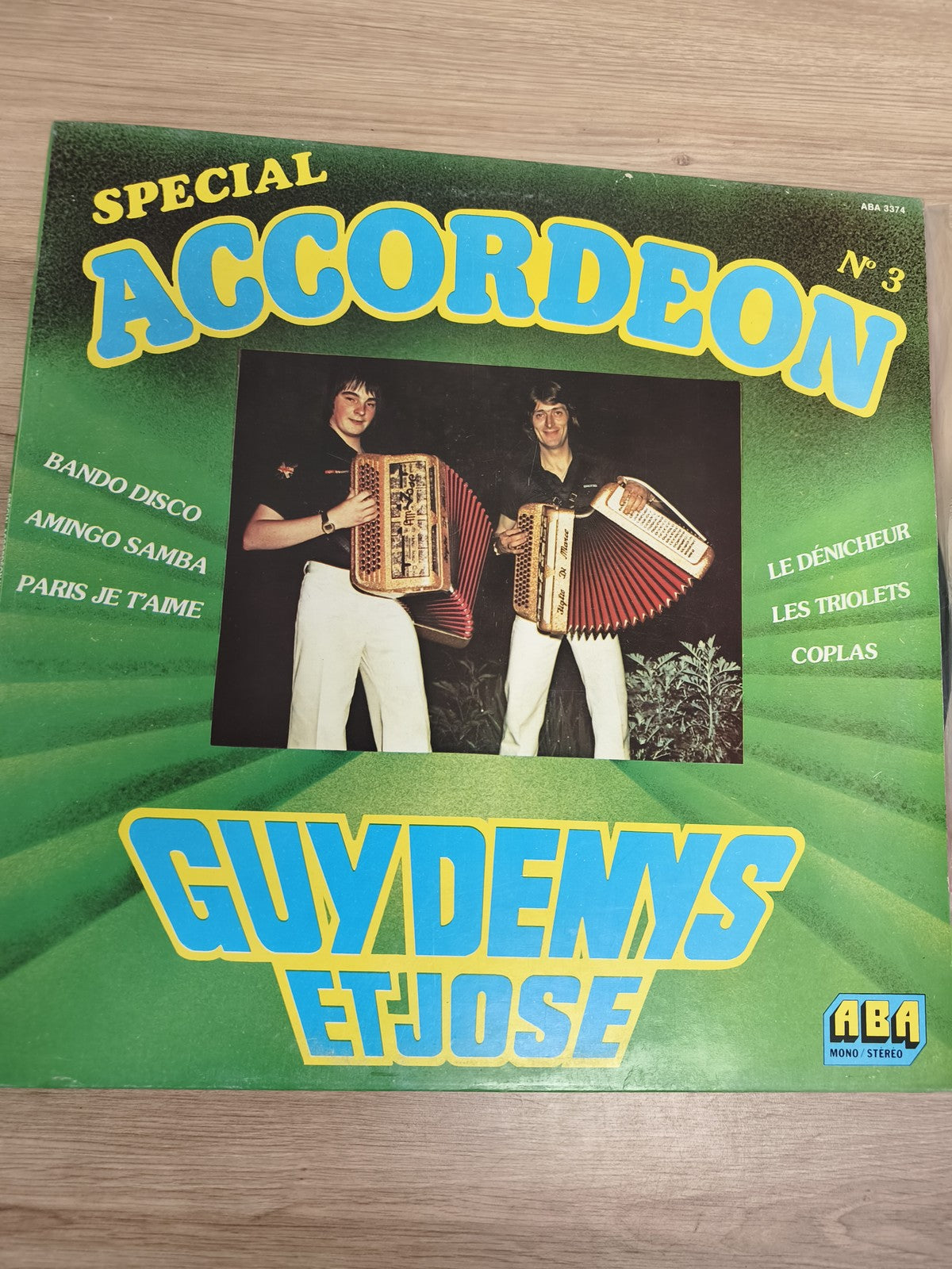 Vinyle 33T Guydenys et Jose Spécial Accordéon N°3 ABA Mono Stereo vert