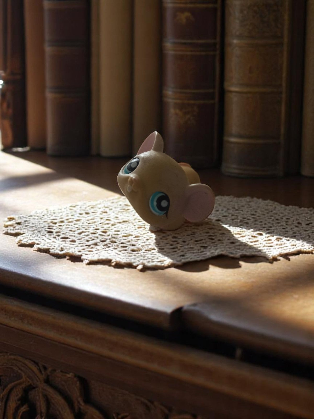 Figurine Petshop vintage chat beige yeux bleus - Animalerie ancienne rare