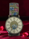 Montre femme vintage rétro à pile bracelet fleuri années 80