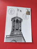 Carte postale philatélie Inauguration Carillon Hôtel de Ville Saint-Quentin timb