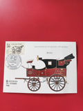 Carte postale philatélie Journée du Timbre 1986 Briska malle-poste rouge