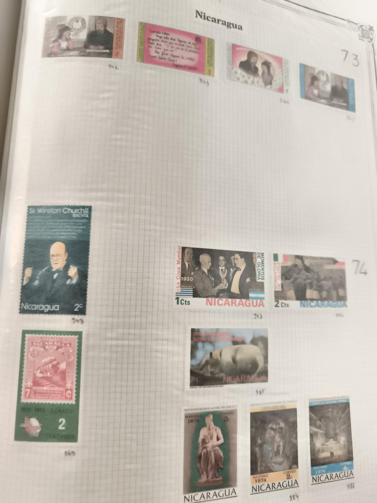 Timbres anciens Nicaragua lot x12 thématiques Churchill animaux Noël vintage