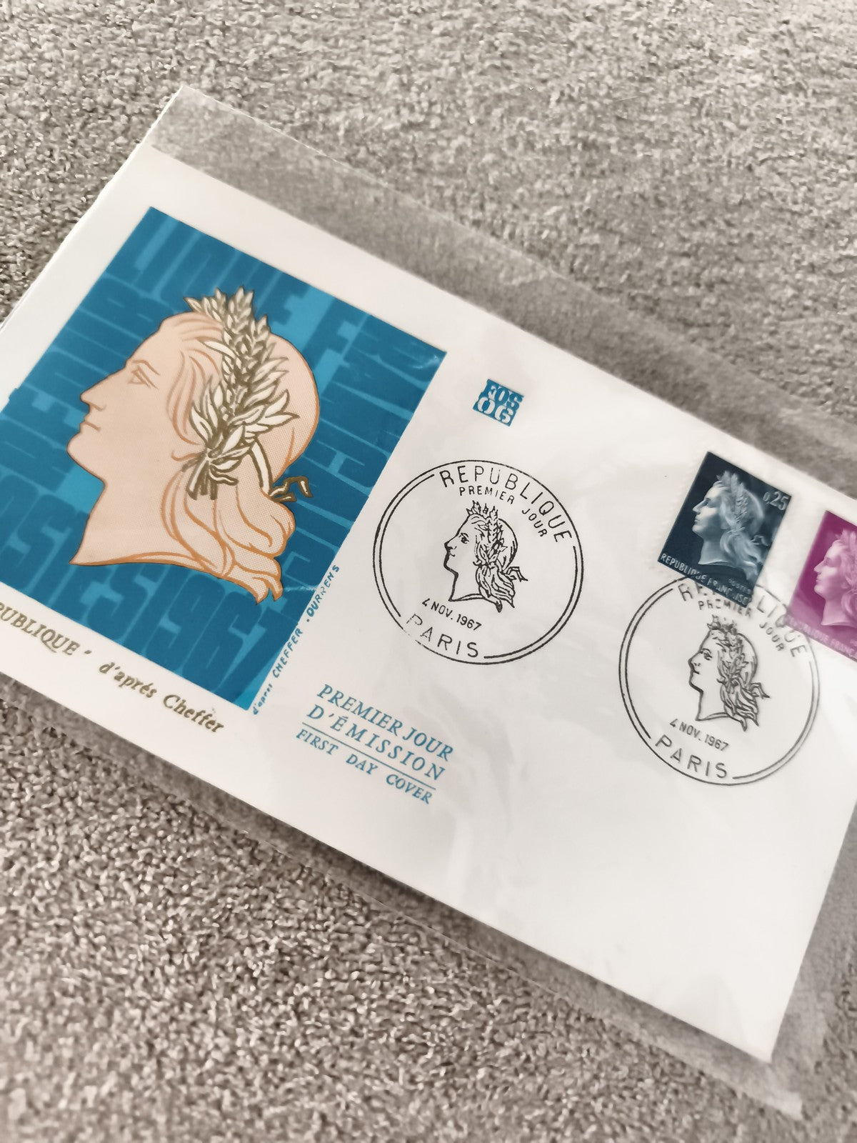 Lettre FDC Marianne Cheffer 1987 premier jour Paris philatélie ancien