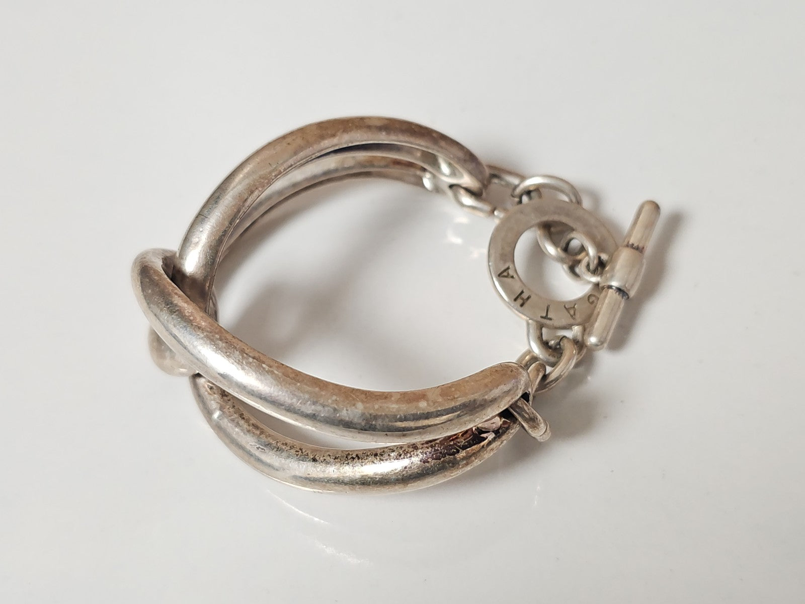 Bracelet large rétro signé Agatha Paris ancien bijou fantaisie vintage collectio