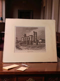 Gravure ancienne Église de La Romieu, art vintage, encadrement rétro déco