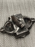 Vide-poche ancien Art déco, motif égyptisant, métal argenté, cendrier vintage