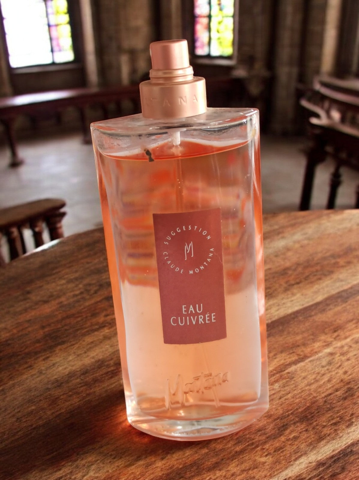 Flacon factice parfum Montana Eau Cuivrée vintage cuivre suggestion Claude Monta
