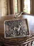 Porte-clés Cafés Nico vintage rectangulaire relief métal vieilli ancien pub