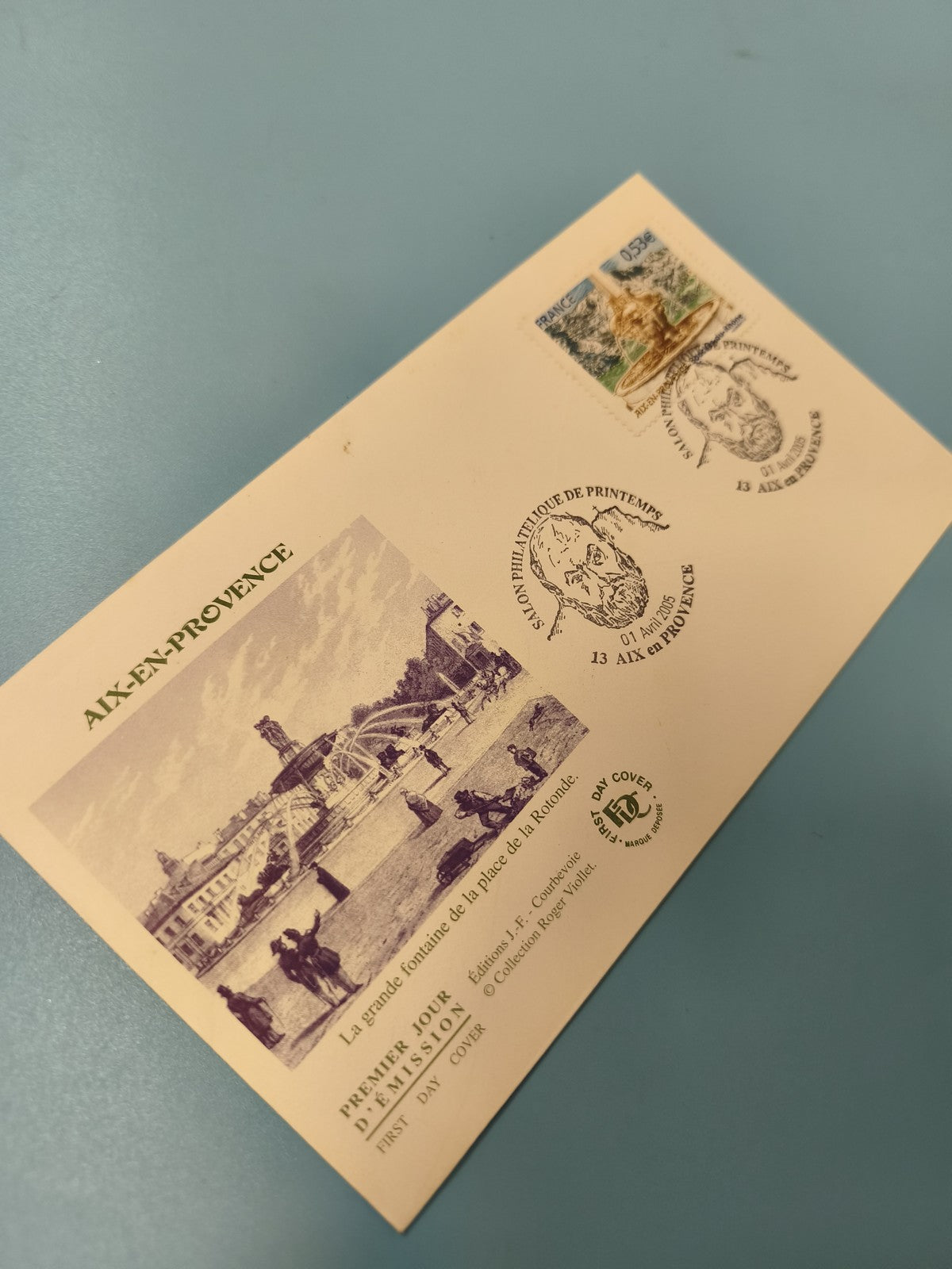 Enveloppe FDC premier jour Aix-en-Provence avec timbre et cachet illustrés