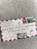 Lettre avion USA France affranchie, 2 timbres US, cachet Registered, philatélie