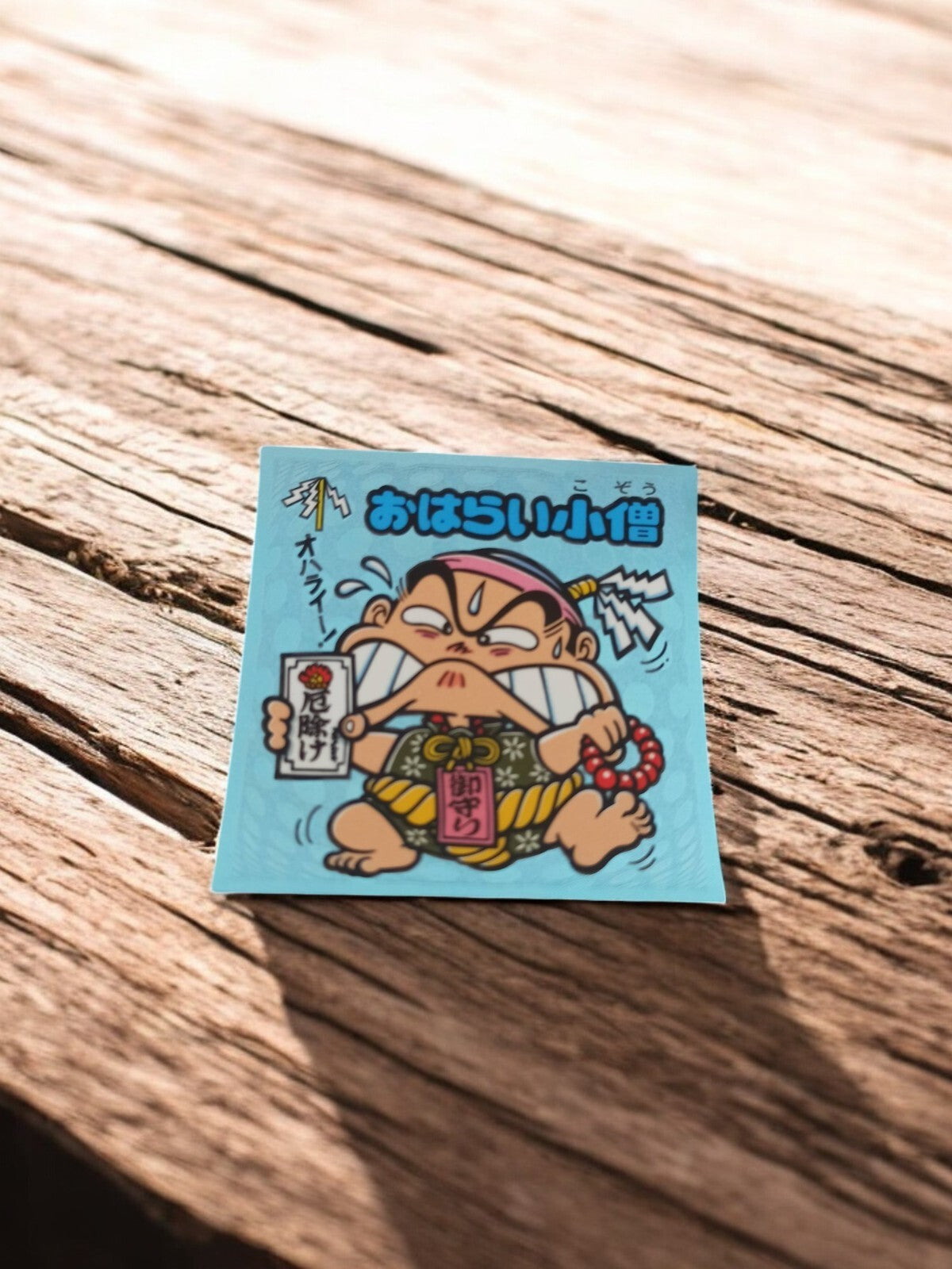 Sticker Bikkuriman vintage bleu Japon, autocollant rare manga, design années 80