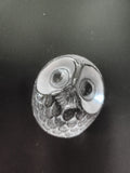 Presse-papier hibou ancien en verre moulé transparent déco rétro vintage