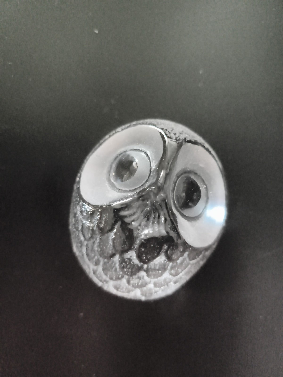 Presse-papier hibou ancien en verre moulé transparent déco rétro vintage