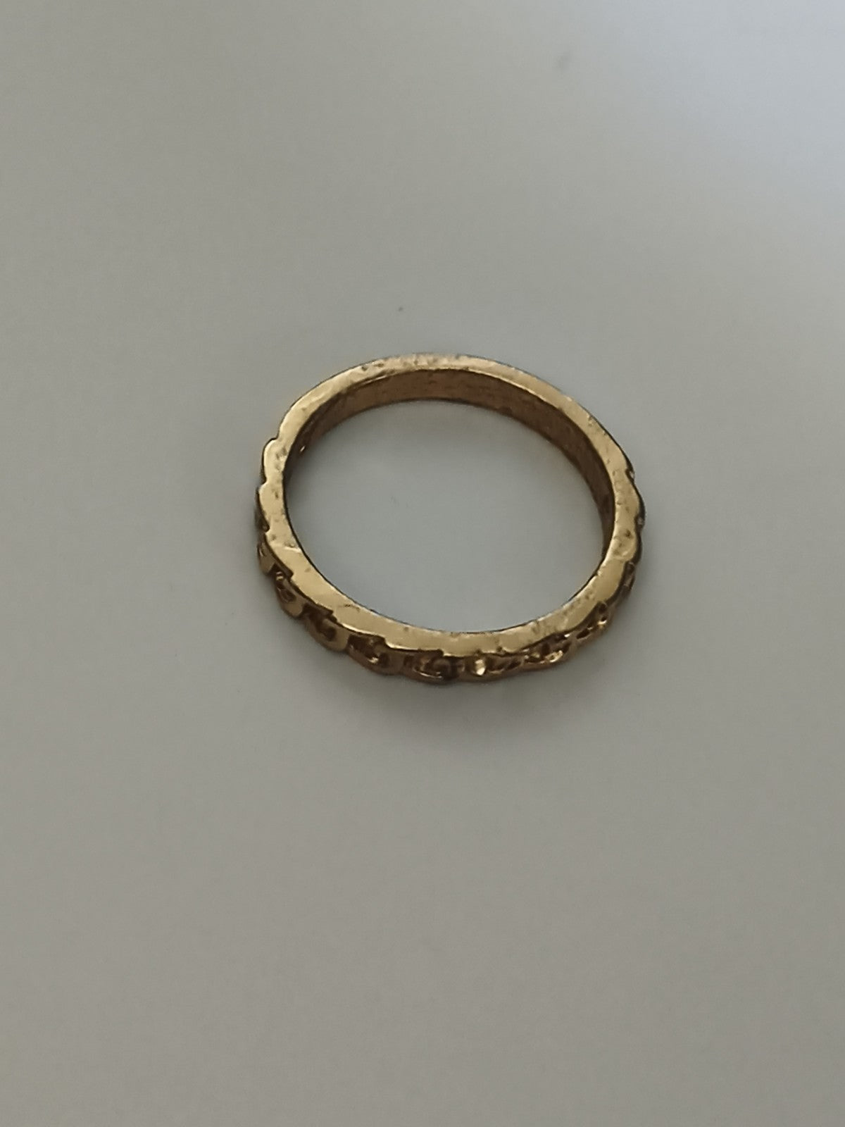Bague vintage femme plaquée or anneau motif dentelé taille 59
