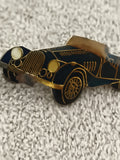 Pin's vintage voiture ancienne cabriolet bleu doré émaillé auto rétro (Ref 1)