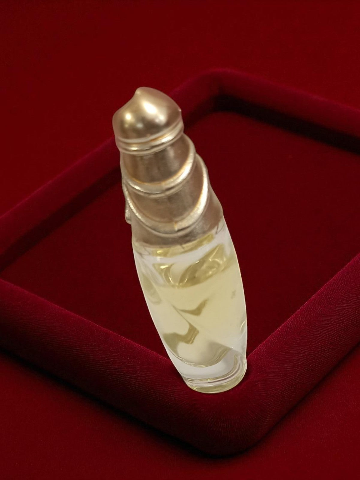 Flacon miniature parfum vintage ancien, bouchon doré, déco rétro rare