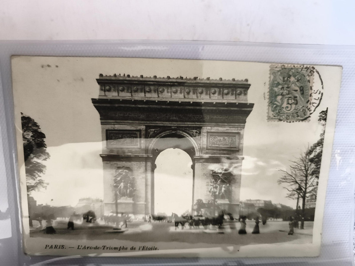 Carte postale CPA Paris Arc de Triomphe L’Étoile timbre 5c noir et blanc