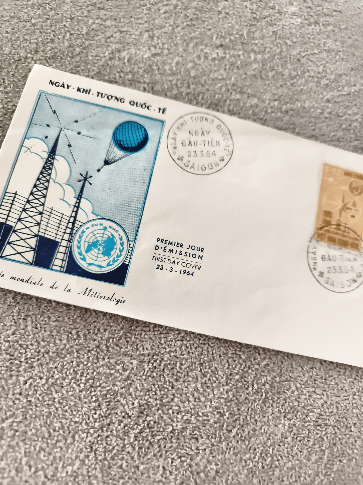 Lettre premier jour 1964 Saigon météorologie FDC Vietnam ancien philatélie