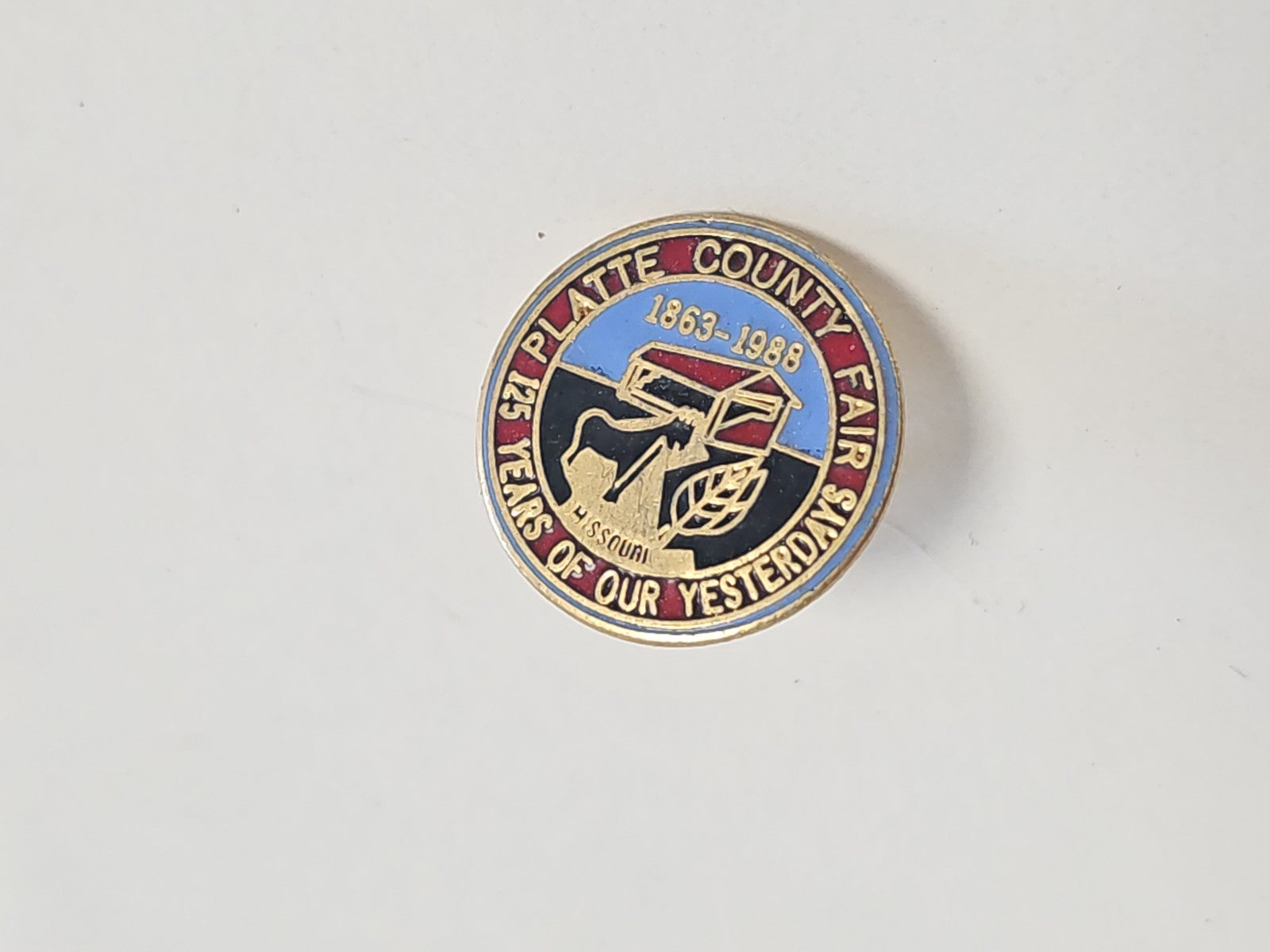 Vintage pin's rétro ancien Platte County collection badge USA rare