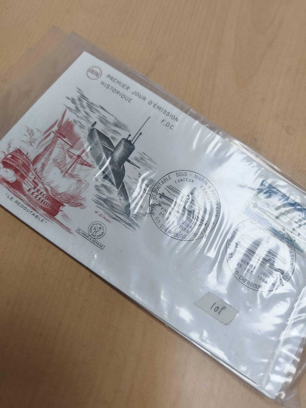Enveloppe premier jour FDC Le Redoutable Cherbourg philatélie sous-marin 1968