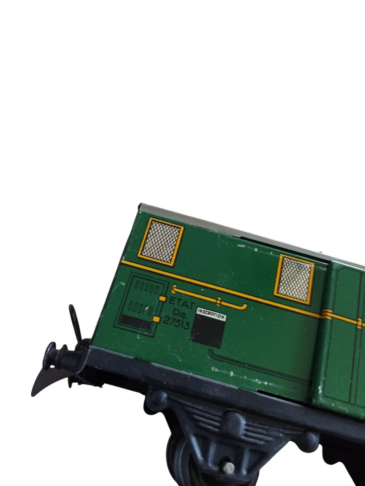 Wagon fourgon vert tôle ancien train jouet vintage État SNCF déco